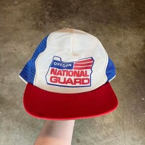 Oregon National Guard red + blue trucker hat